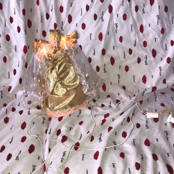 Christmas tree topper light up Angel gold and white vintage - Picture 4 of 5